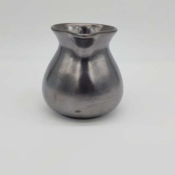 Prinknash Pottery Creamer Pewter Glaze Metallic Gunmetal Finish England VTG 4" - Picture 3 of 6
